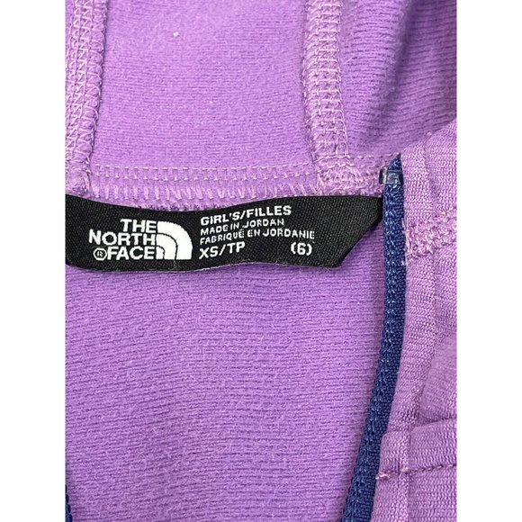 North Face Girls Hoodie 1/2 Zip Jacket XS Purple Color block Front Pocket - Picture 4 of 9
